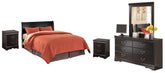 Hoover Furniture Outlet - Ashley Furniture - Huey Vineyard Queen Sleigh Headboard with Dresser, Mirror and 2 Nightstands - Queen Sleigh Headboard with Dresser, Mirror and 2 Nightstands - B128B21