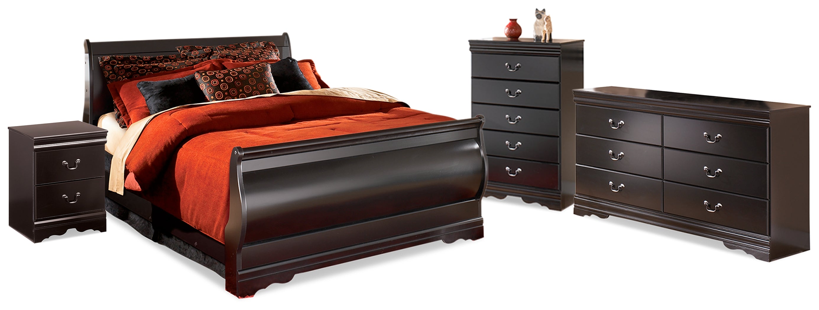 Hoover Furniture Outlet - Ashley Furniture - Huey Vineyard Full Sleigh Bed, Dresser, Mirror, Chest and Nightstand - Full Sleigh Bed, Dresser, Mirror, Chest and Nightstand - B128B35