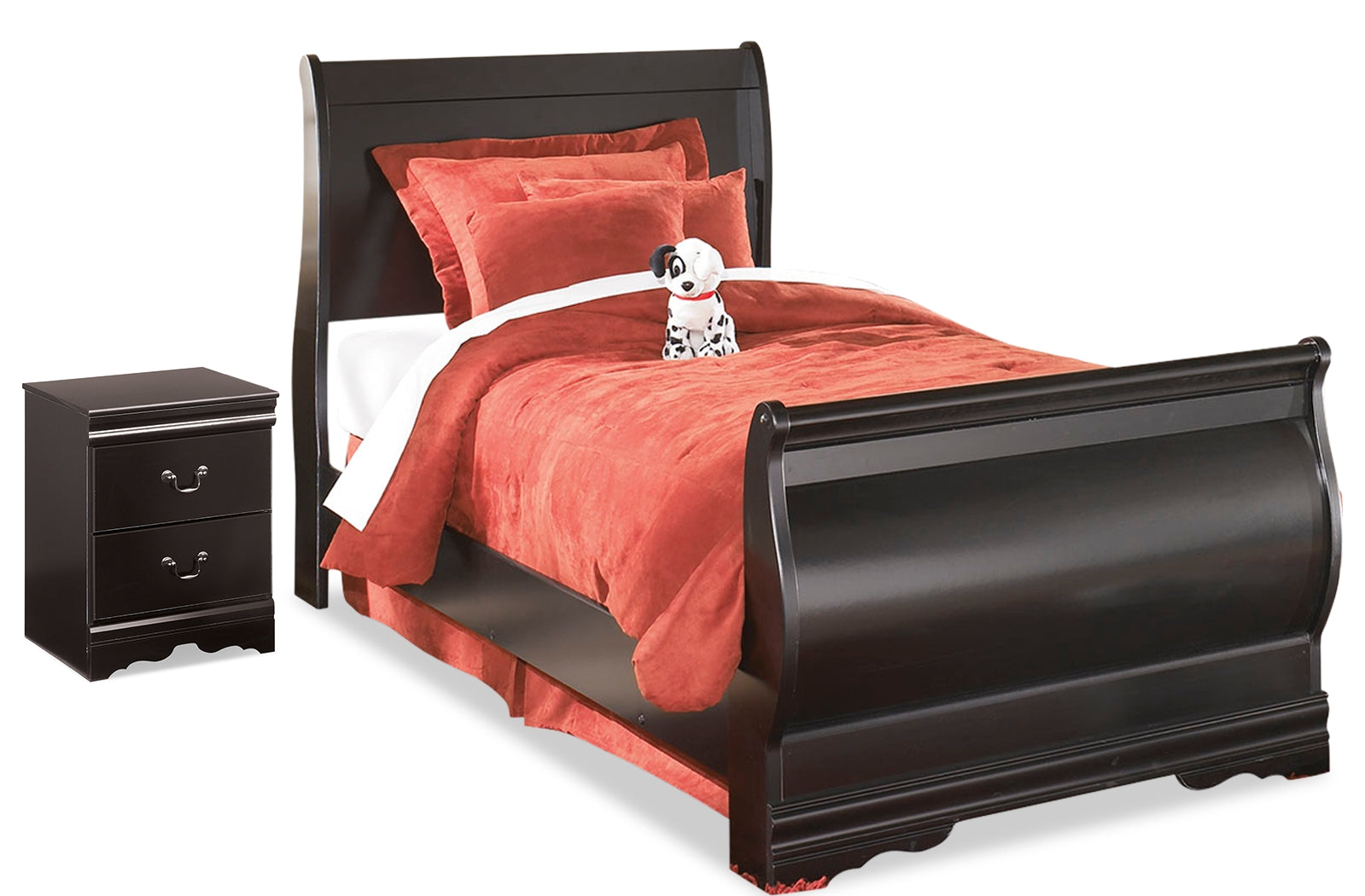 Hoover Furniture Outlet - Ashley Furniture - Huey Vineyard Twin Sleigh Bed and Nightstand - Twin Sleigh Bed and Nightstand - B128B41