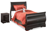 Hoover Furniture Outlet - Ashley Furniture - Huey Vineyard Twin Sleigh Bed and Nightstand - Twin Sleigh Bed and Nightstand - B128B41