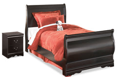 Hoover Furniture Outlet - Ashley Furniture - Huey Vineyard Twin Sleigh Bed and Nightstand - Twin Sleigh Bed and Nightstand - B128B41