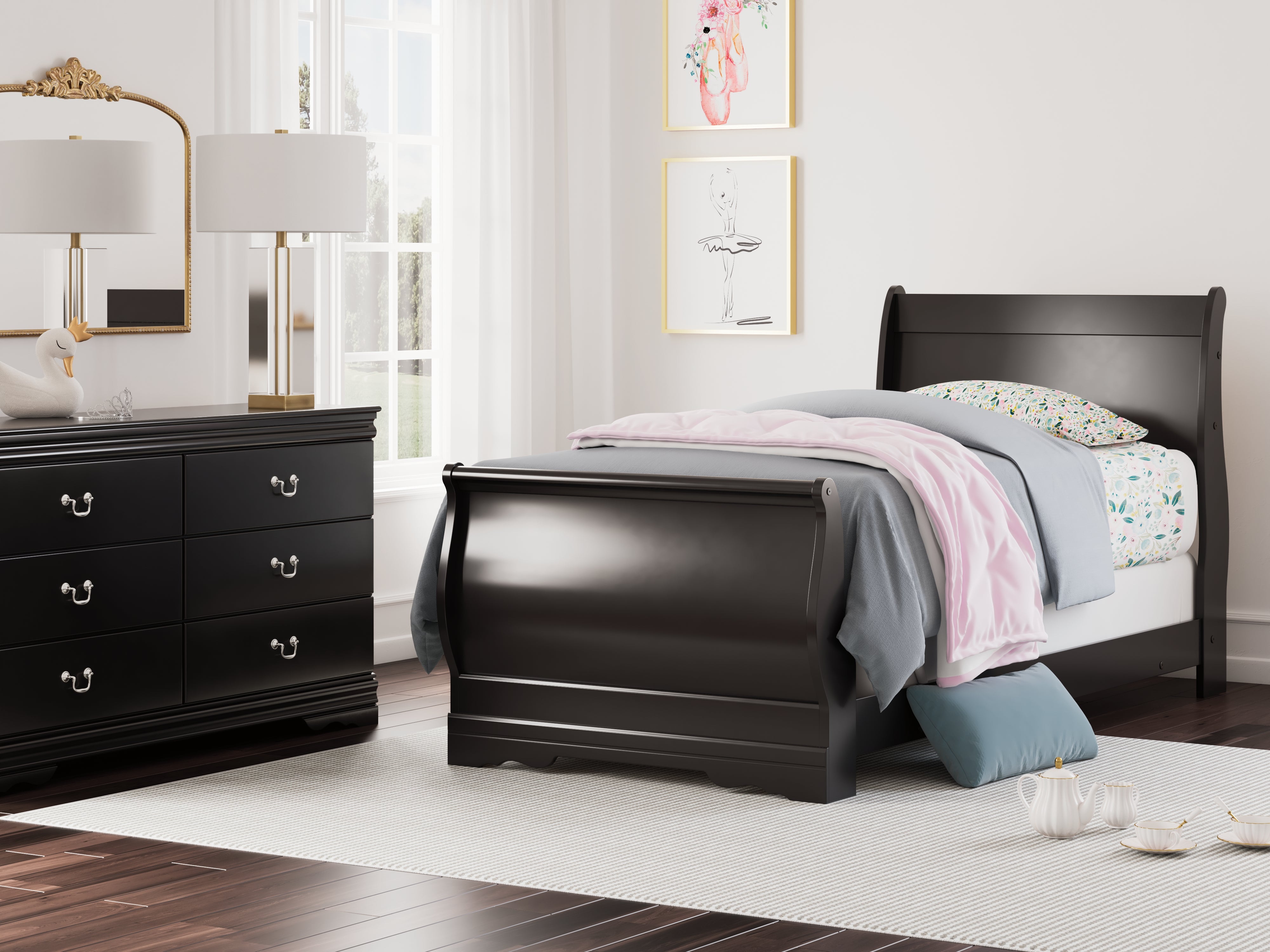 Hoover Furniture Outlet - Ashley Furniture - Huey Vineyard Twin Sleigh Bed - Twin Sleigh Bed - B128B5