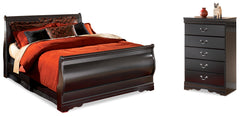 Hoover Furniture Outlet - Ashley Furniture - Huey Vineyard Queen Sleight Bed and Chest - Queen Sleight Bed and Chest - B128B48