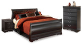 Hoover Furniture Outlet - Ashley Furniture - Huey Vineyard Full Sleigh Bed, Chest and 2 Nightstands - Full Sleigh Bed, Chest and 2 Nightstands - B128B47