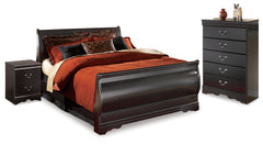 Hoover Furniture Outlet - Ashley Furniture - Huey Vineyard Full Sleigh Bed, Chest and 2 Nightstands - Full Sleigh Bed, Chest and 2 Nightstands - B128B47