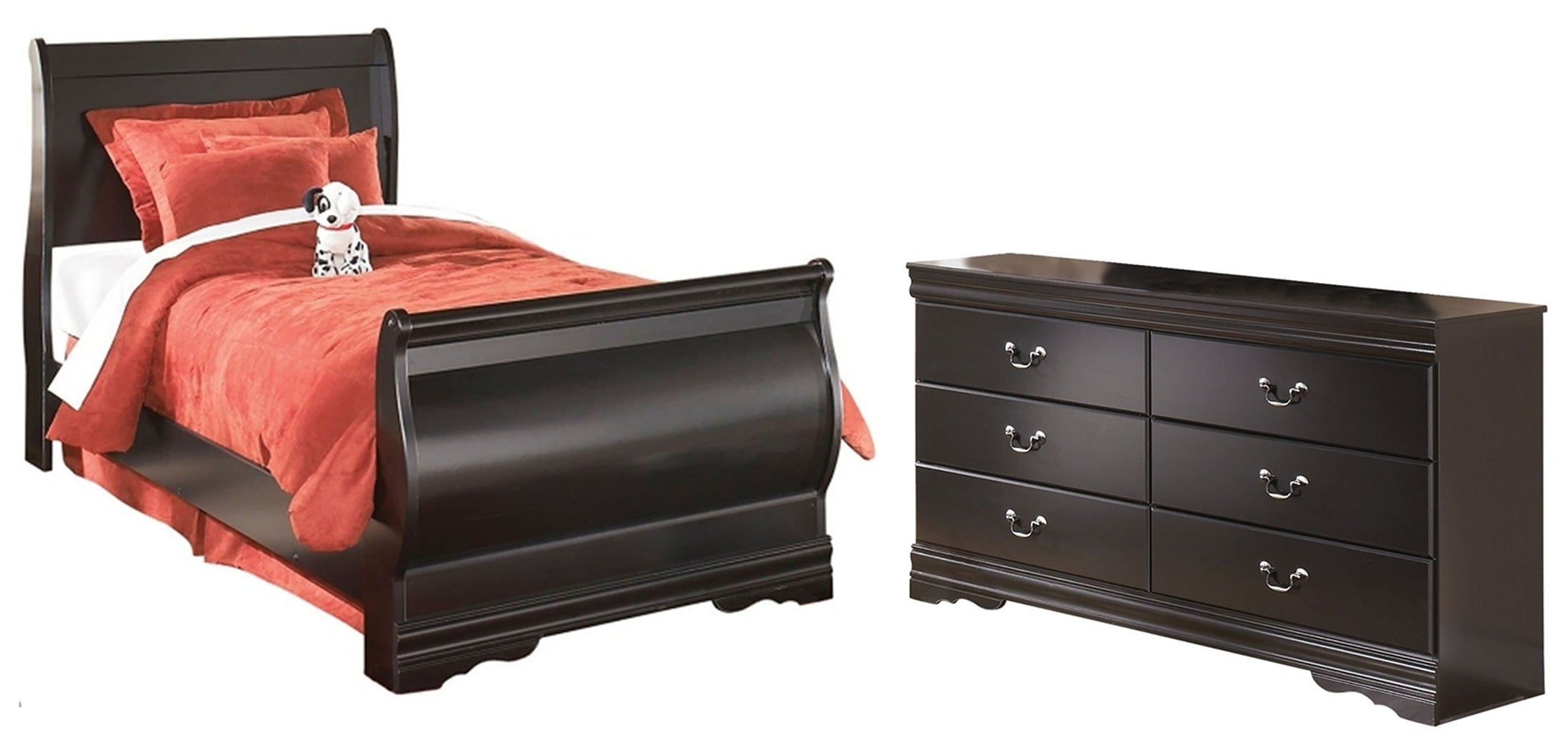 Hoover Furniture Outlet - Ashley Furniture - Huey Vineyard Twin Sleight Bed and Dresser - Twin Sleight Bed and Dresser - B128B43