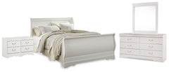 Hoover Furniture Outlet - Ashley Furniture - Anarasia Queen Sleigh Bed, Dresser, Mirror and 2 Nightstands - Queen Sleigh Bed, Dresser, Mirror and 2 Nightstands - B129B23