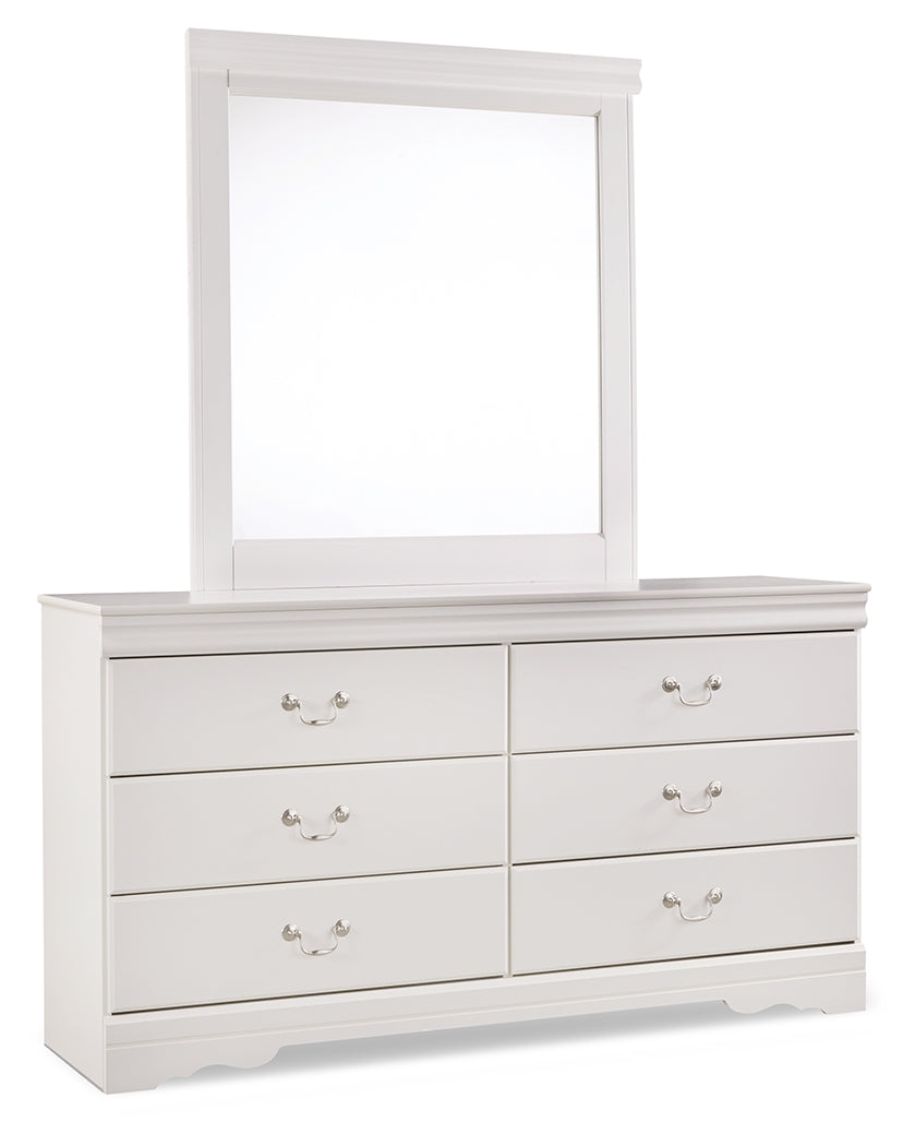 Hoover Furniture Outlet - Ashley Furniture - Anarasia Twin Sleigh Headboard, Dresser and Mirror - Twin Sleigh Headboard, Dresser and Mirror / White - B129B18