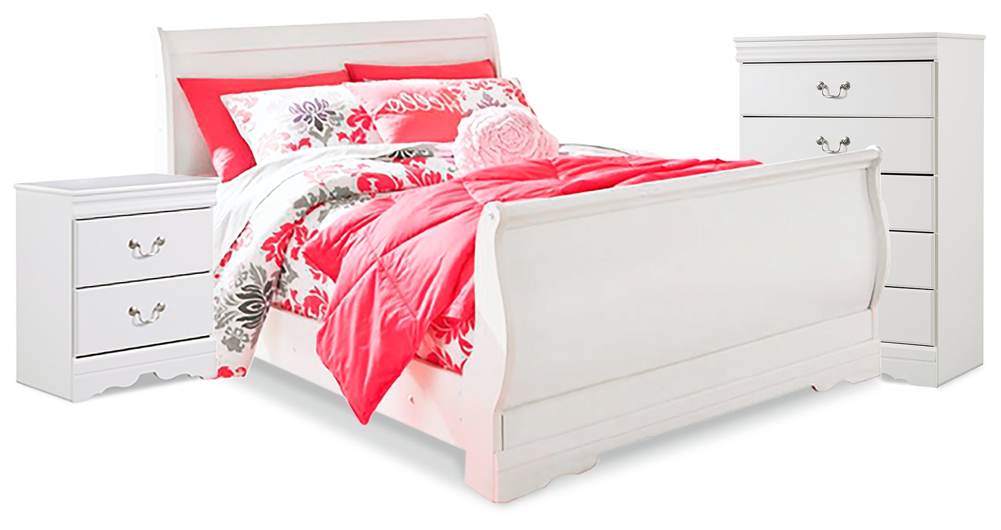 Hoover Furniture Outlet - Ashley Furniture - Anarasia Full Sleigh Bed, Chest and Nightstand - Full Sleigh Bed, Chest and Nightstand - B129B22