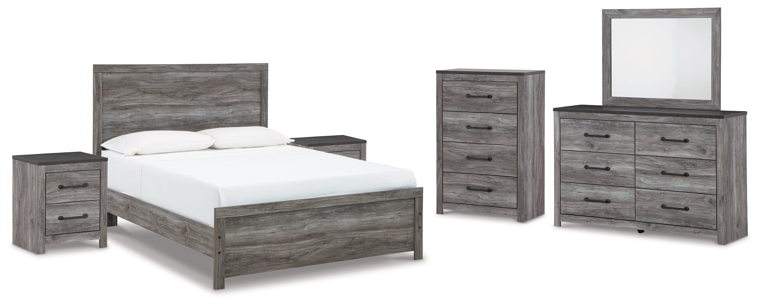 Hoover Furniture Outlet - Ashley Furniture - Bronyan Queen Panel Bed, Dresser, Mirror, Chest and 2 Nightstands - Queen Panel Bed, Dresser, Mirror, Chest and 2 Nightstands - B1290B10