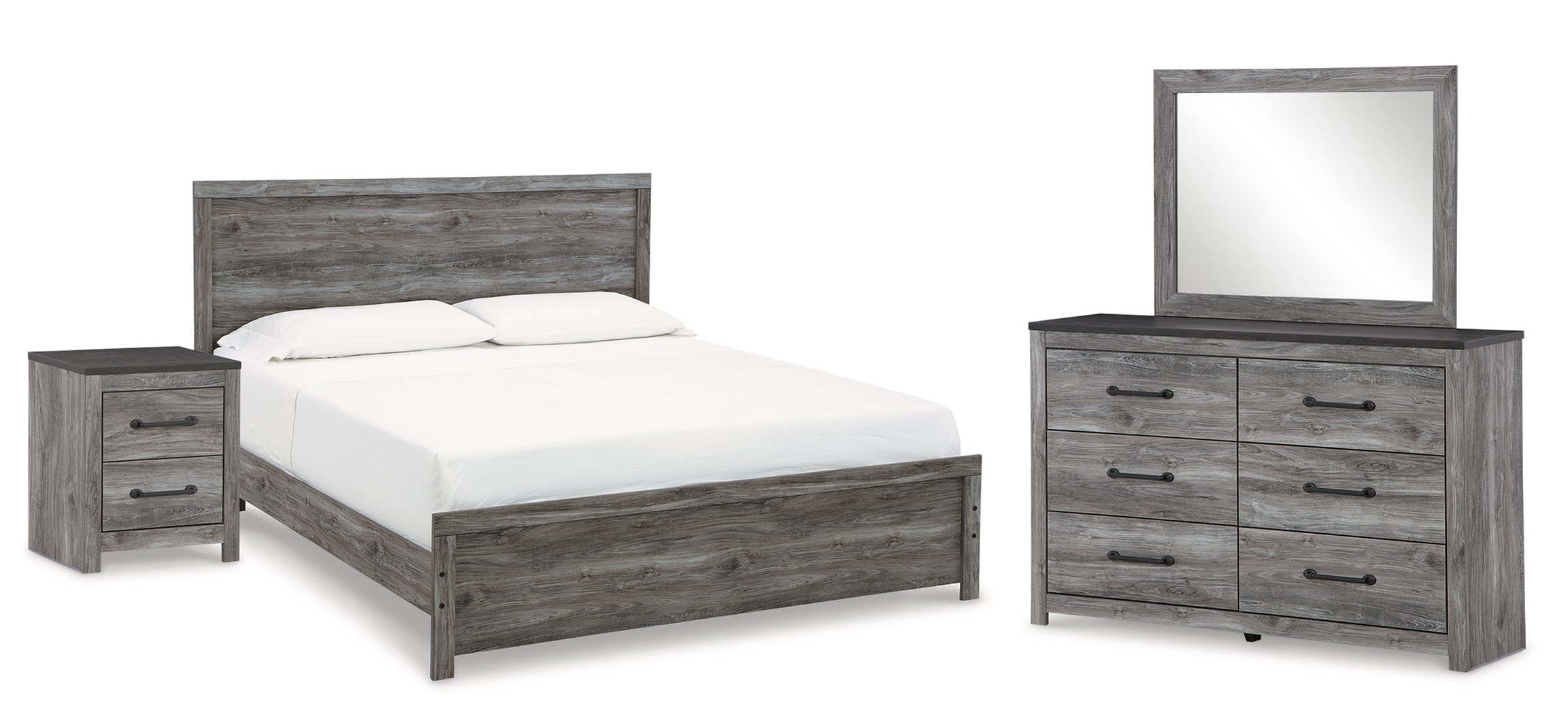 Hoover Furniture Outlet - Ashley Furniture - Bronyan King Panel Bed, Dresser, Mirror and Nightstand - King Panel Bed, Dresser, Mirror and Nightstand - B1290B9