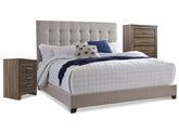 Hoover Furniture Outlet - Ashley Furniture - Dolante Queen Upholstered Bed with Chest of Drawers and Nightstand - Queen Upholstered Bed with Chest of Drawers and Nightstand - B130B7