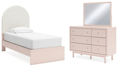 Hoover Furniture Outlet - Ashley Furniture - Wistenpine Twin Upholstered Panel Bed, Dresser and Mirror - Twin Upholstered Panel Bed, Dresser and Mirror - B1323B2