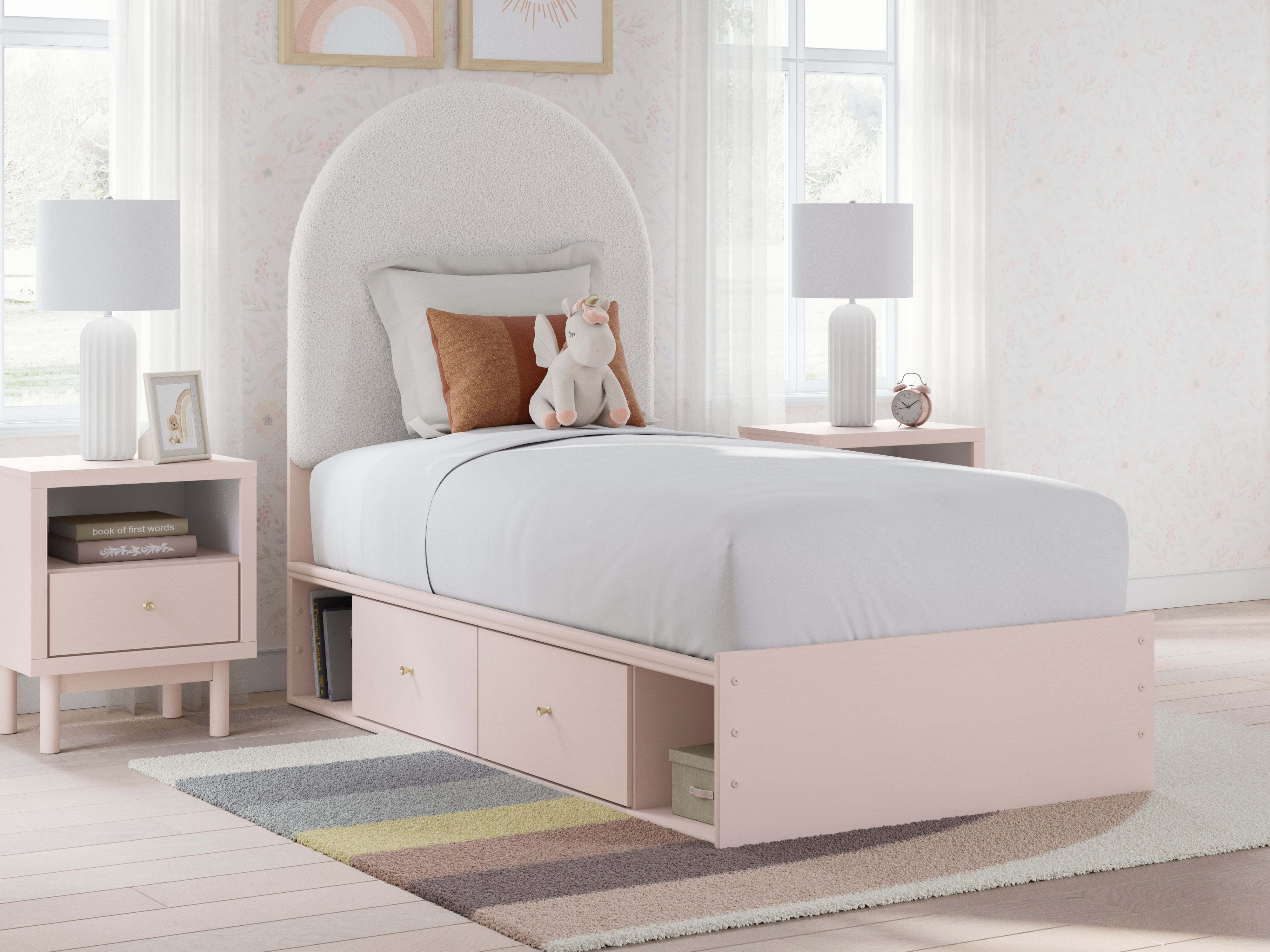 Hoover Furniture Outlet - Ashley Furniture - Wistenpine Twin Upholstered Panel Bed with Storage - Twin Upholstered Panel Bed with Storage - B1323B12