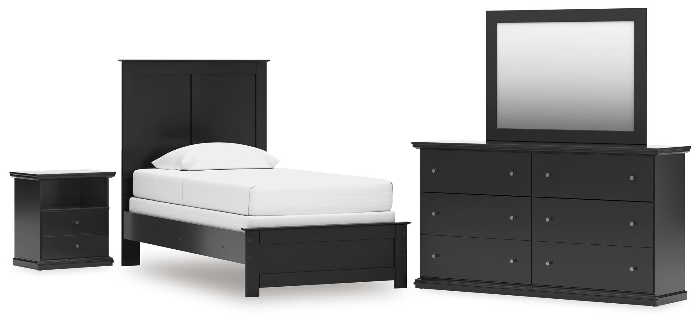 Hoover Furniture Outlet - Ashley Furniture - Maribel Twin Panel Bed, Dresser, Mirror and Nightstand - Twin Panel Bed, Dresser, Mirror and Nightstand - B138B61