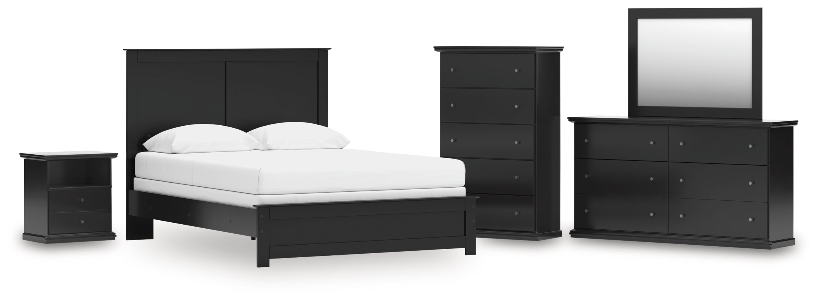 Hoover Furniture Outlet - Ashley Furniture - Maribel Queen Panel Bed, Dresser, Mirror, Chest and Nightstand - Queen Panel Bed, Dresser, Mirror, Chest and Nightstand - B138B75