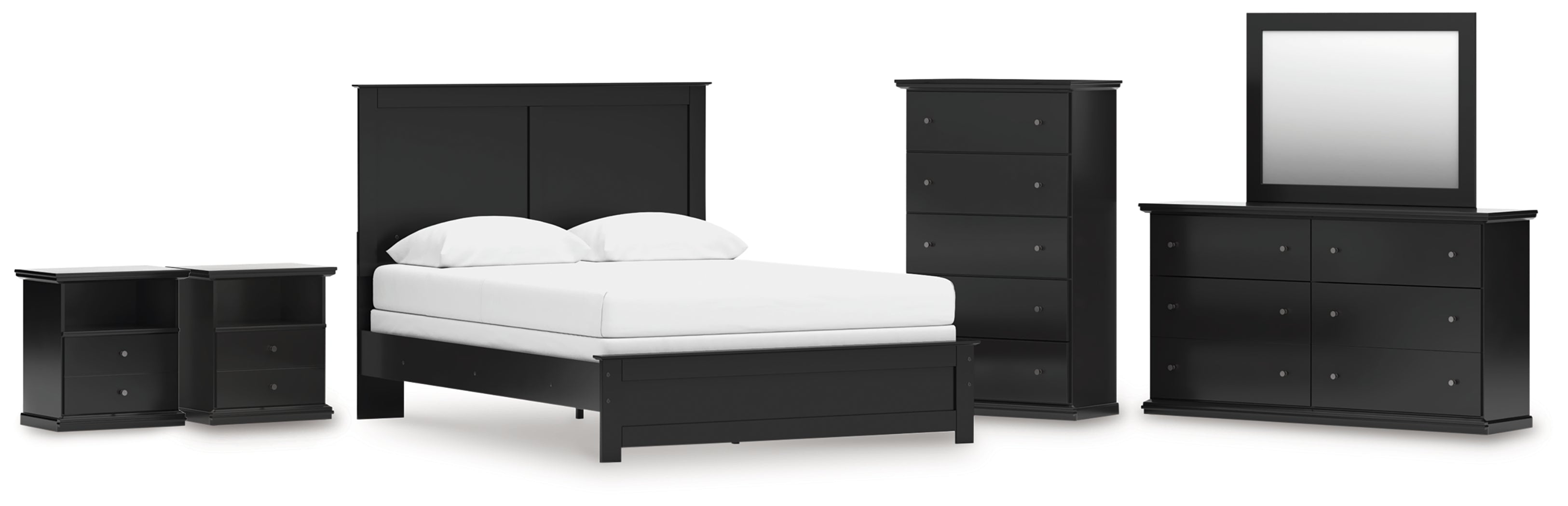 Hoover Furniture Outlet - Ashley Furniture - Maribel Queen Panel Bed, Dresser, Mirror, Chest and 2 Nightstands - Queen Panel Bed, Dresser, Mirror, Chest and 2 Nightstands - B138B76