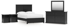 Maribel Full Panel Bed with Dresser, Mirror and 2 Nightstands