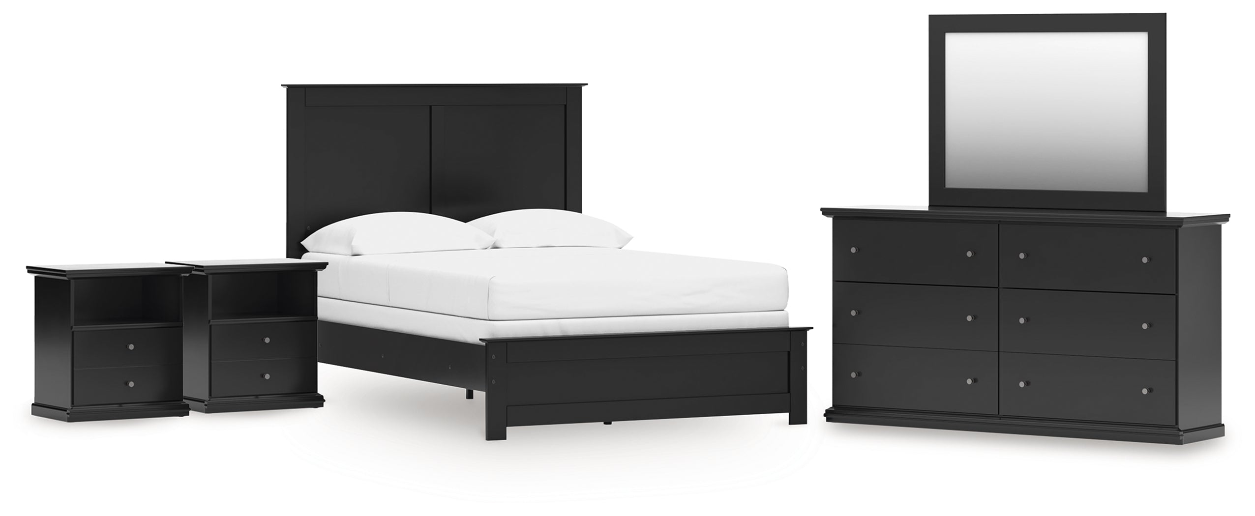Hoover Furniture Outlet - Ashley Furniture - Maribel Full Panel Bed with Dresser, Mirror and 2 Nightstands - Full Panel Bed with Dresser, Mirror and 2 Nightstands - B138B77
