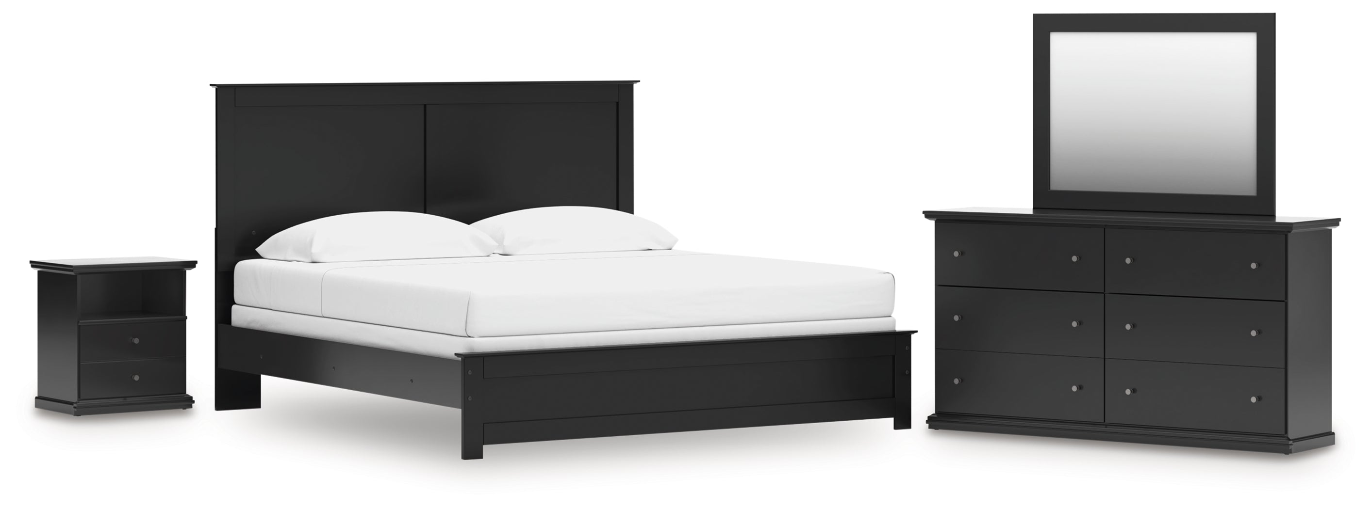 Hoover Furniture Outlet - Ashley Furniture - Maribel King Panel Bed, Dresser, Mirror and Nightstand - King Panel Bed, Dresser, Mirror and Nightstand - B138B65