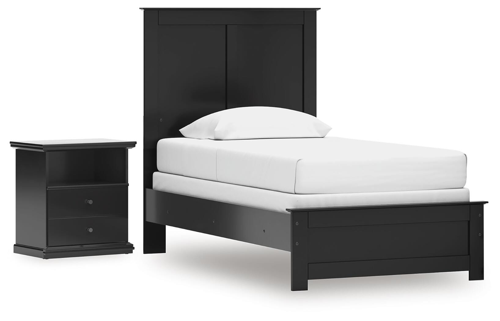 Hoover Furniture Outlet - Ashley Furniture - Maribel Twin Panel Bed and Nightstand - Twin Panel Bed and Nightstand - B138B84