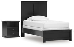 Hoover Furniture Outlet - Ashley Furniture - Maribel Twin Panel Bed and Nightstand - Twin Panel Bed and Nightstand - B138B84