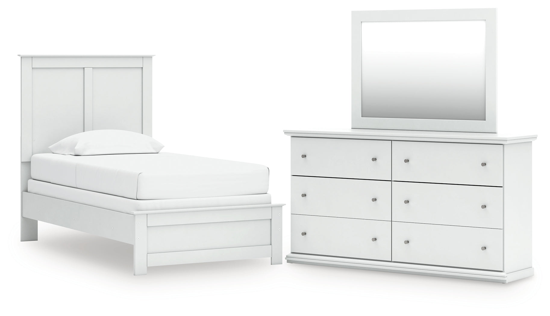 Hoover Furniture Outlet - Ashley Furniture - Bostwick Shoals Twin Panel Bed, Dresser and Mirror - Twin Panel Bed, Dresser and Mirror - B139B70