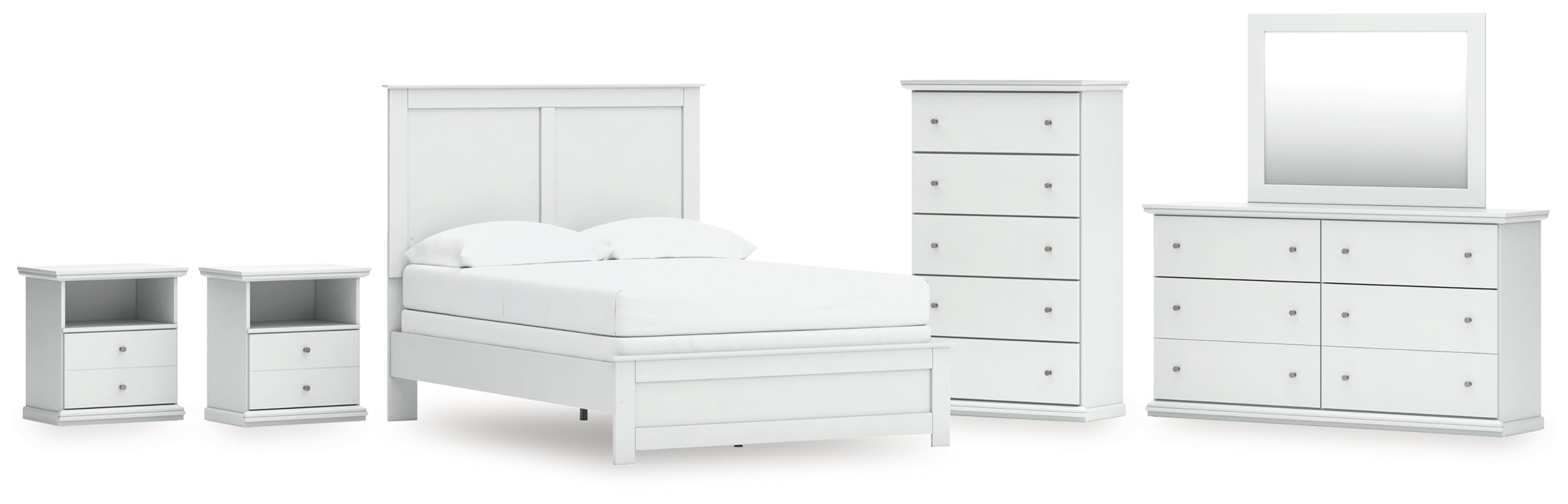 Hoover Furniture Outlet - Ashley Furniture - Bostwick Shoals Full Panel Bed, Dresser, Mirror, Chest, and 2 Nightstands - Full Panel Bed, Dresser, Mirror, Chest, and 2 Nightstands - B139B62
