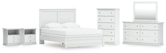 Hoover Furniture Outlet - Ashley Furniture - Bostwick Shoals Queen Panel Bed with Mirrored Dresser, Chest and 2 Nightstands - Queen Panel Bed with Mirrored Dresser, Chest and 2 Nightstands - B139B49