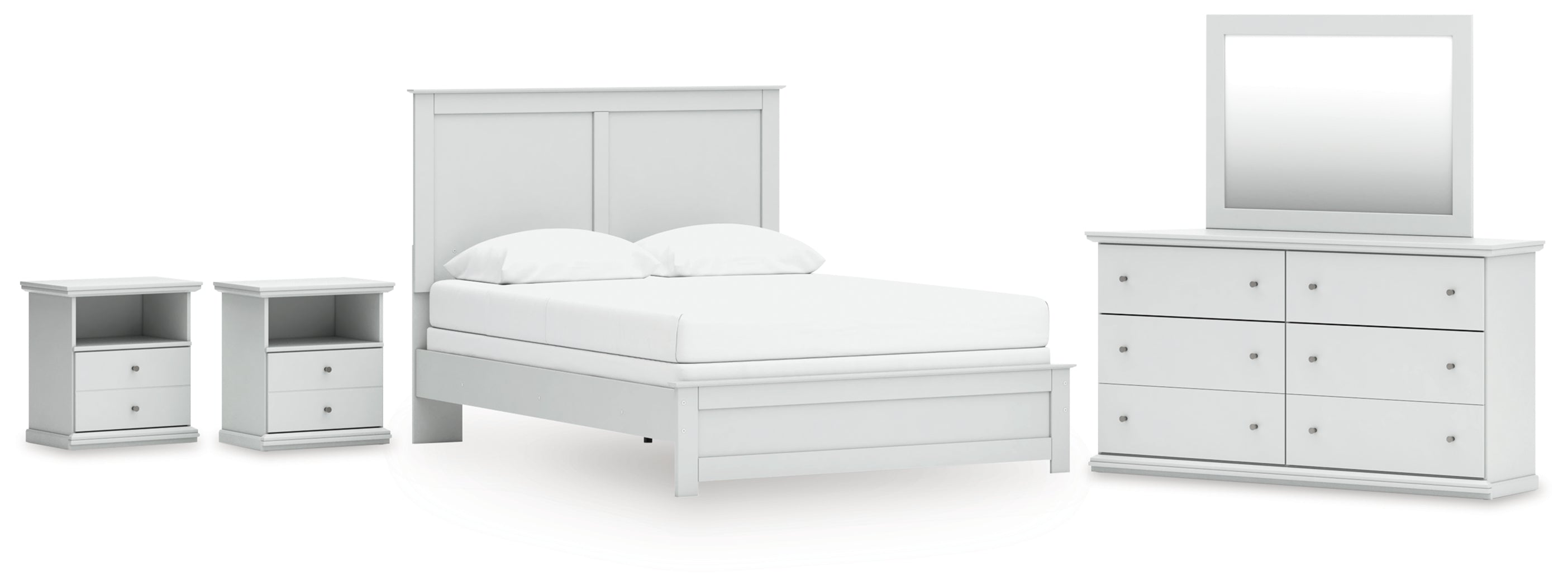 Hoover Furniture Outlet - Ashley Furniture - Bostwick Shoals Queen Panel Bed, Dresser, Mirror and 2 Nightstands - Queen Panel Bed, Dresser, Mirror and 2 Nightstands - B139B50