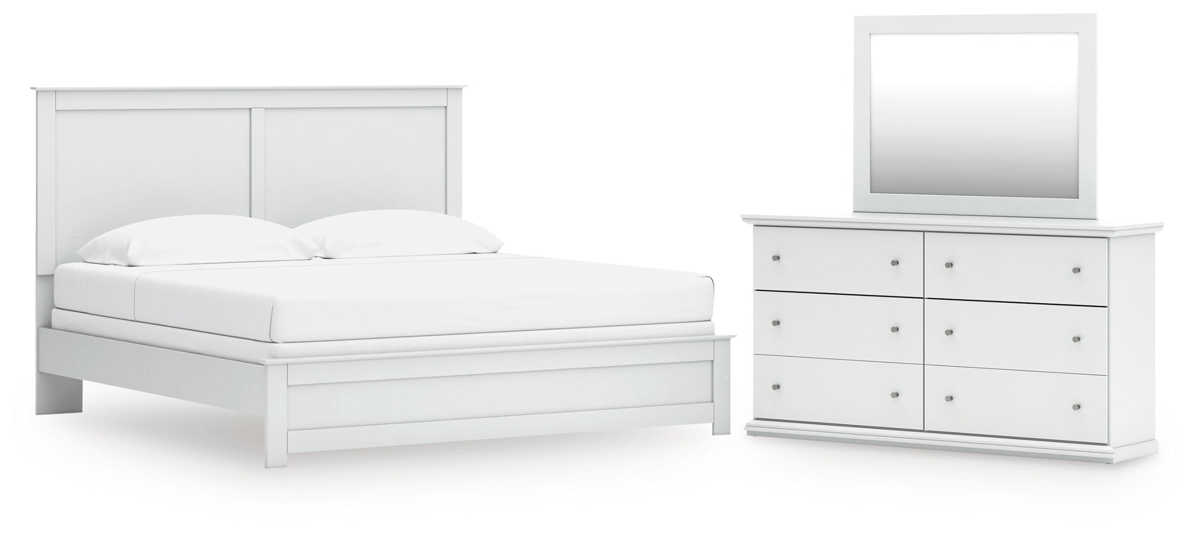 Hoover Furniture Outlet - Ashley Furniture - Bostwick Shoals King Panel Bed, Dresser and Mirror - King Panel Bed, Dresser and Mirror - B139B67