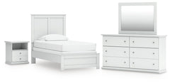 Hoover Furniture Outlet - Ashley Furniture - Bostwick Shoals Twin Panel Bed, Dresser, Mirror and Nightstand - Twin Panel Bed, Dresser, Mirror and Nightstand - B139B60