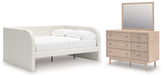 Hoover Furniture Outlet - Ashley Furniture - Arloster Full Upholstered Day Bed, Dresser and Mirror - Full Upholstered Day Bed, Dresser and Mirror - PCB1566B15