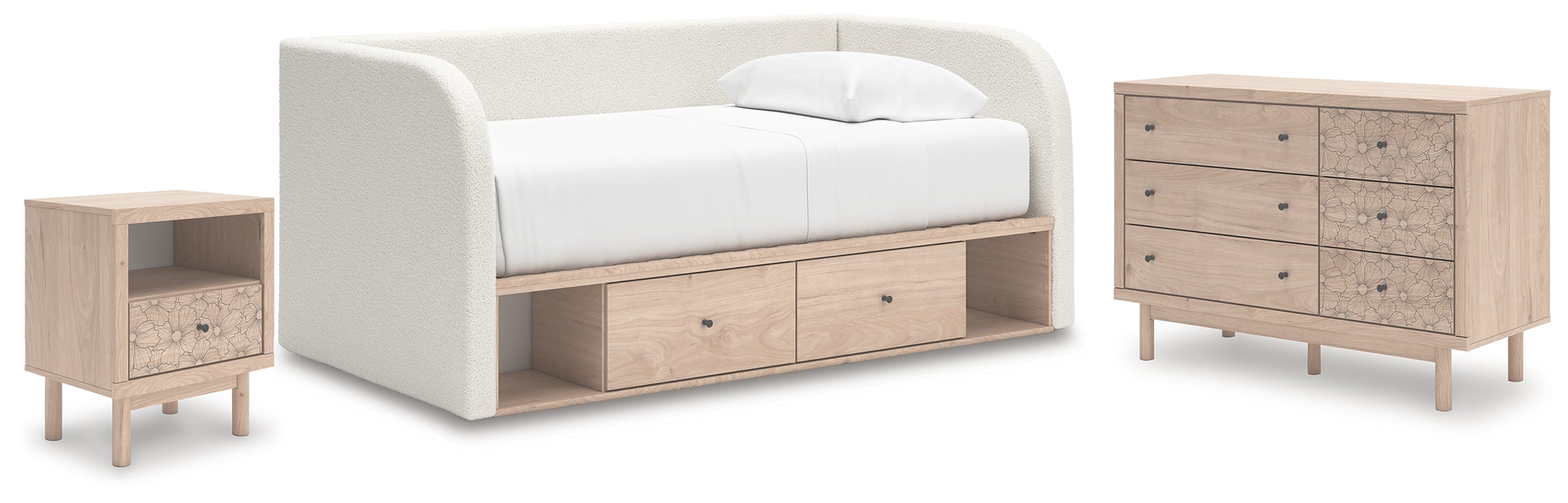 Hoover Furniture Outlet - Ashley Furniture - Arloster Twin Day Bed with Storage, Dresser and Nightstand - Twin Day Bed with Storage, Dresser and Nightstand - PCB1566B16