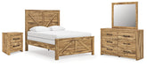 Hoover Furniture Outlet - Ashley Furniture - Maystonna Queen Crossbuck Panel Bed, Dresser, Mirror and Nightstand - Queen Crossbuck Panel Bed, Dresser, Mirror and Nightstand - PCB1580B8