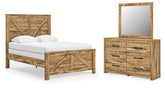 Hoover Furniture Outlet - Ashley Furniture - Maystonna Queen Crossbuck Panel Bed, Dresser and Mirror - Queen Crossbuck Panel Bed, Dresser and Mirror - PCB1580B3