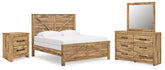 Hoover Furniture Outlet - Ashley Furniture - Maystonna King Crossbuck Panel Bed, Dresser, Mirror and Nightstand - King Crossbuck Panel Bed, Dresser, Mirror and Nightstand - PCB1580B9
