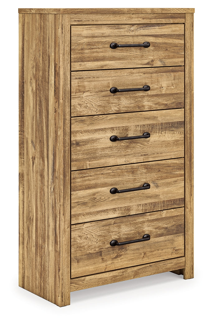 Hoover Furniture Outlet - Ashley Furniture - Maystonna Chest of Drawers - Five Drawer Chest / Brown - PCB1580-46