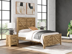 Hoover Furniture Outlet - Ashley Furniture - Maystonna Queen Crossbuck Panel Bed - Queen Crossbuck Panel Bed - PCB1580B2