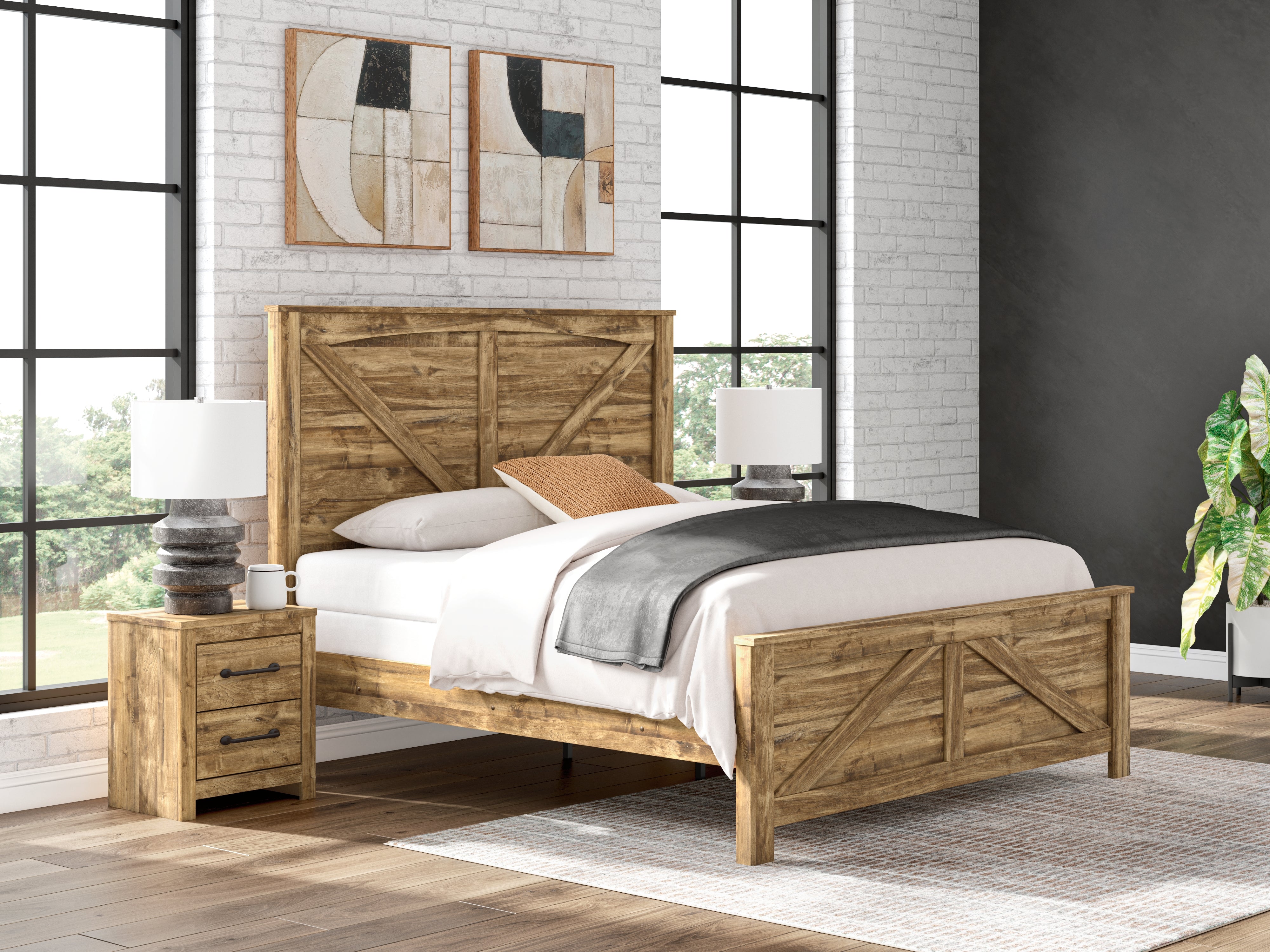 Hoover Furniture Outlet - Ashley Furniture - Maystonna King Crossbuck Panel Bed - King Crossbuck Panel Bed - PCB1580B6