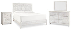 Hoover Furniture Outlet - Ashley Furniture - Paxberry King Panel Bed, Dresser, Mirror and Nightstand - King Panel Bed, Dresser, Mirror and Nightstand - B181B33