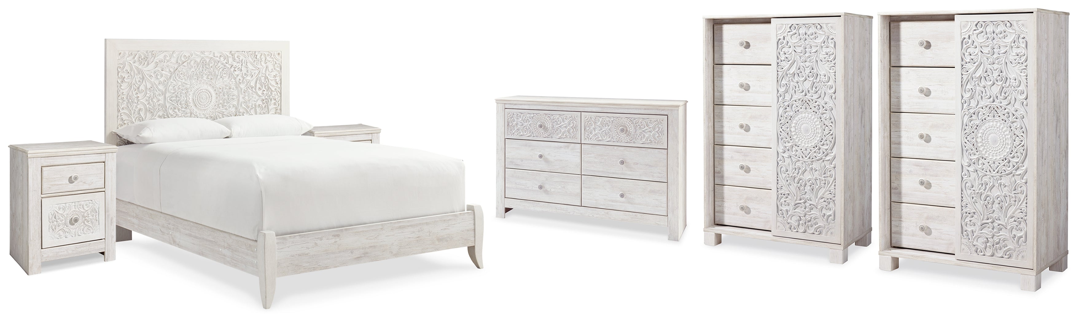 Hoover Furniture Outlet - Ashley Furniture - Paxberry Queen Panel Bed, Dresser, 2 Chests and 2 Nightstands - Queen Panel Bed, Dresser, 2 Chests and 2 Nightstands - B181B31