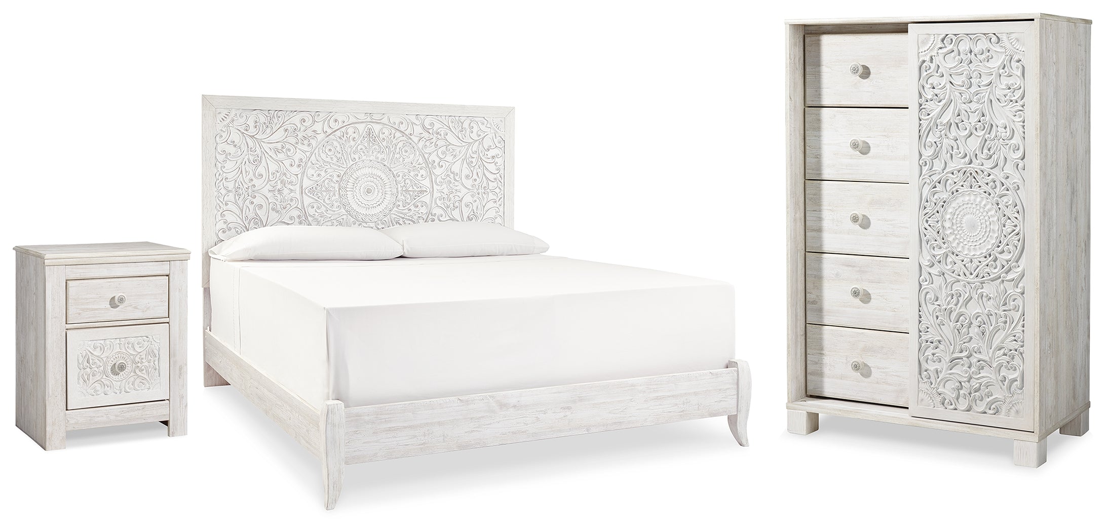 Hoover Furniture Outlet - Ashley Furniture - Paxberry King Panel Bed, Chest and Nightstand - King Panel Bed, Chest and Nightstand - B181B32