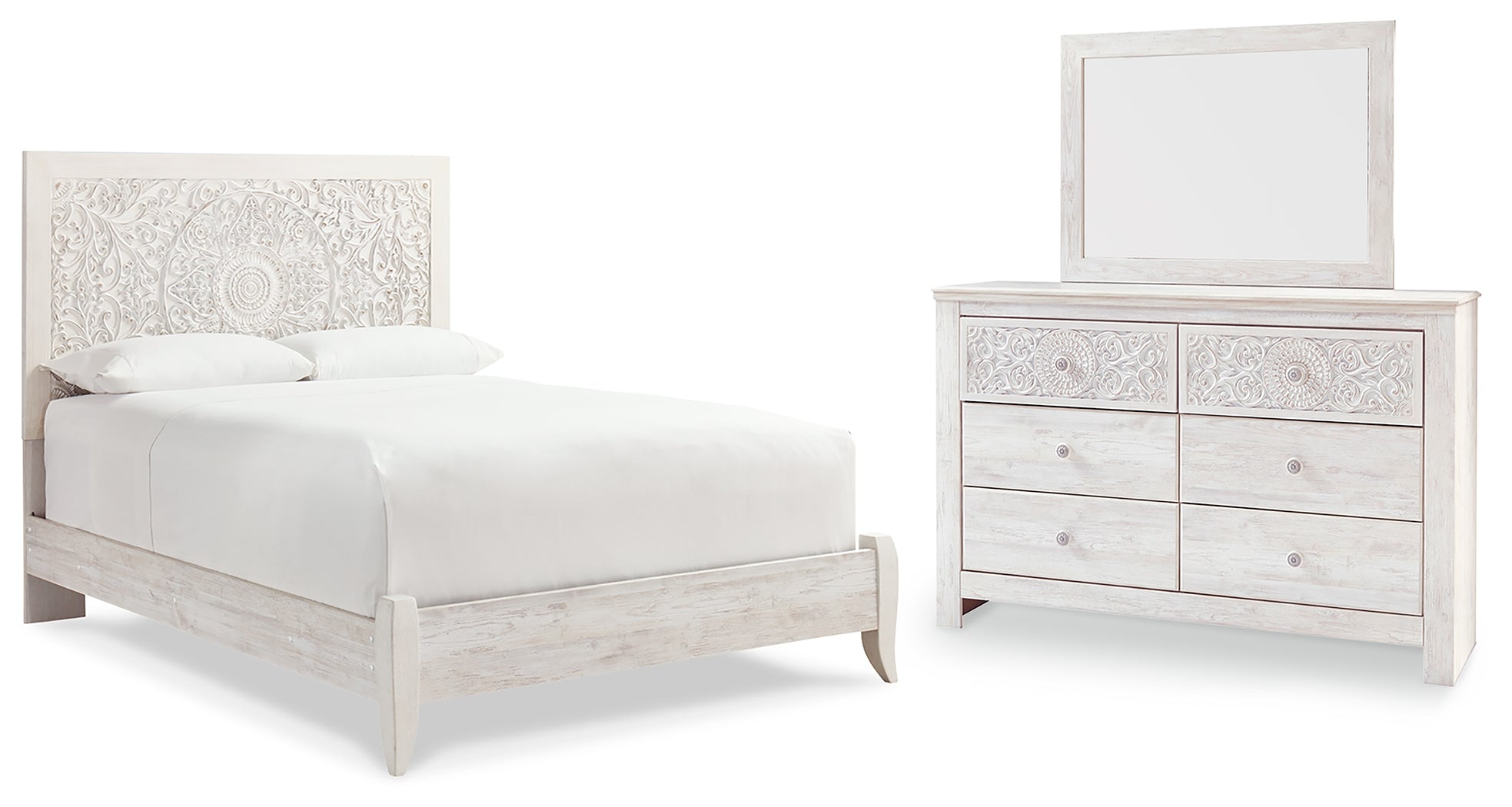 Hoover Furniture Outlet - Ashley Furniture - Paxberry Queen Panel Bed, Dresser and Mirror - Queen Panel Bed, Dresser and Mirror - B181B15