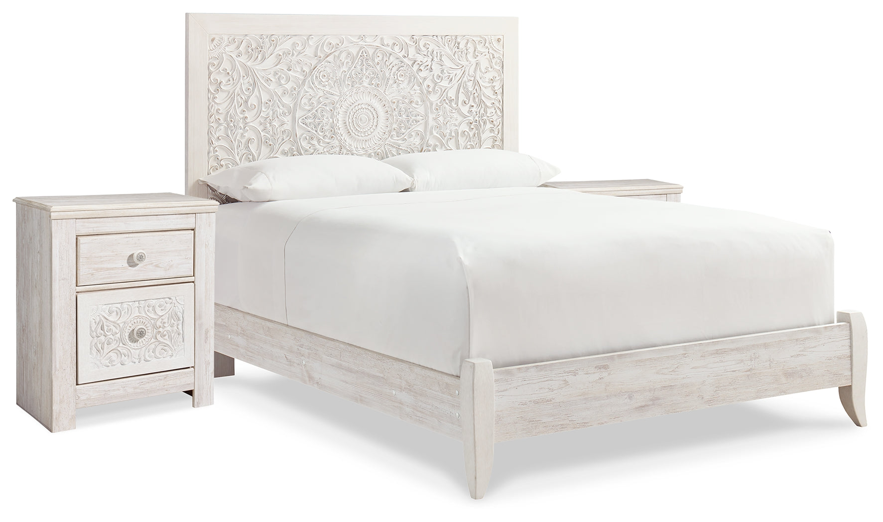 Hoover Furniture Outlet - Ashley Furniture - Paxberry Queen Panel Bed and 2 Nightstands - Queen Panel Bed and 2 Nightstands - B181B30
