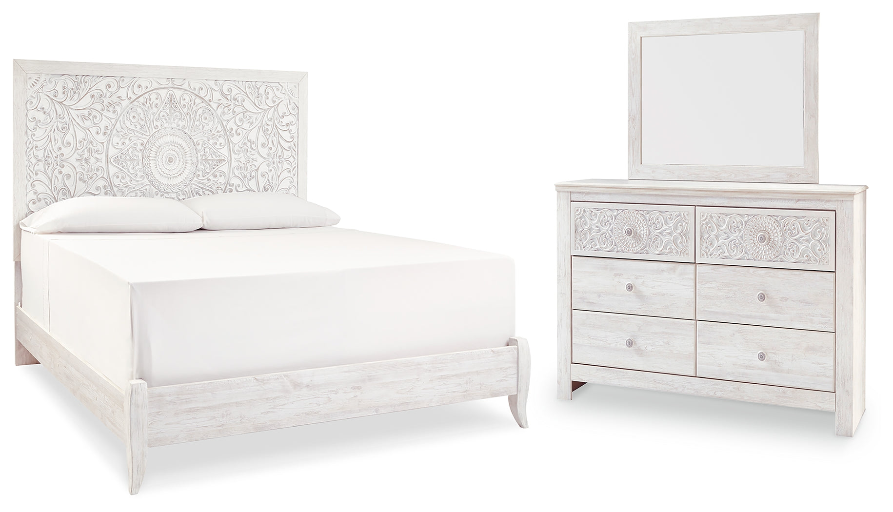 Hoover Furniture Outlet - Ashley Furniture - Paxberry King Panel Bed, Dresser and Mirror - King Panel Bed, Dresser and Mirror - B181B9