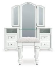 Hoover Furniture Outlet - Ashley Furniture - Kozlani Vanity, Mirror and Stool - Vanity, Mirror and Stool - PCB1819B11