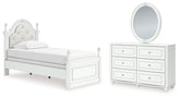 Hoover Furniture Outlet - Ashley Furniture - Kozlani Twin Upholstered Panel Bed, Dresser and Mirror - Twin Upholstered Panel Bed, Dresser and Mirror - PCB1819B14
