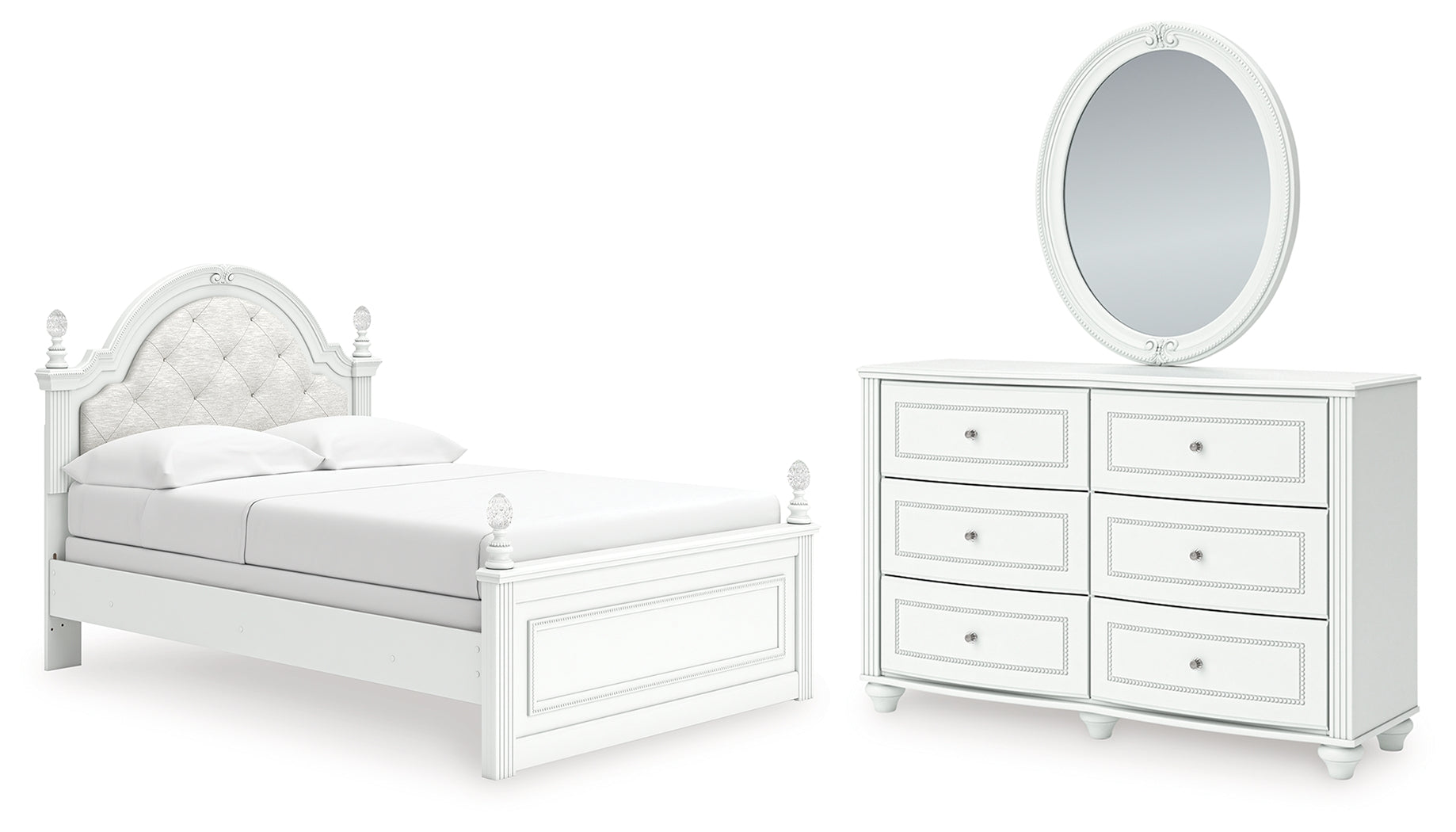 Hoover Furniture Outlet - Ashley Furniture - Kozlani Full Upholstered Panel Bed, Dresser and Mirror - Full Upholstered Panel Bed, Dresser and Mirror - PCB1819B15