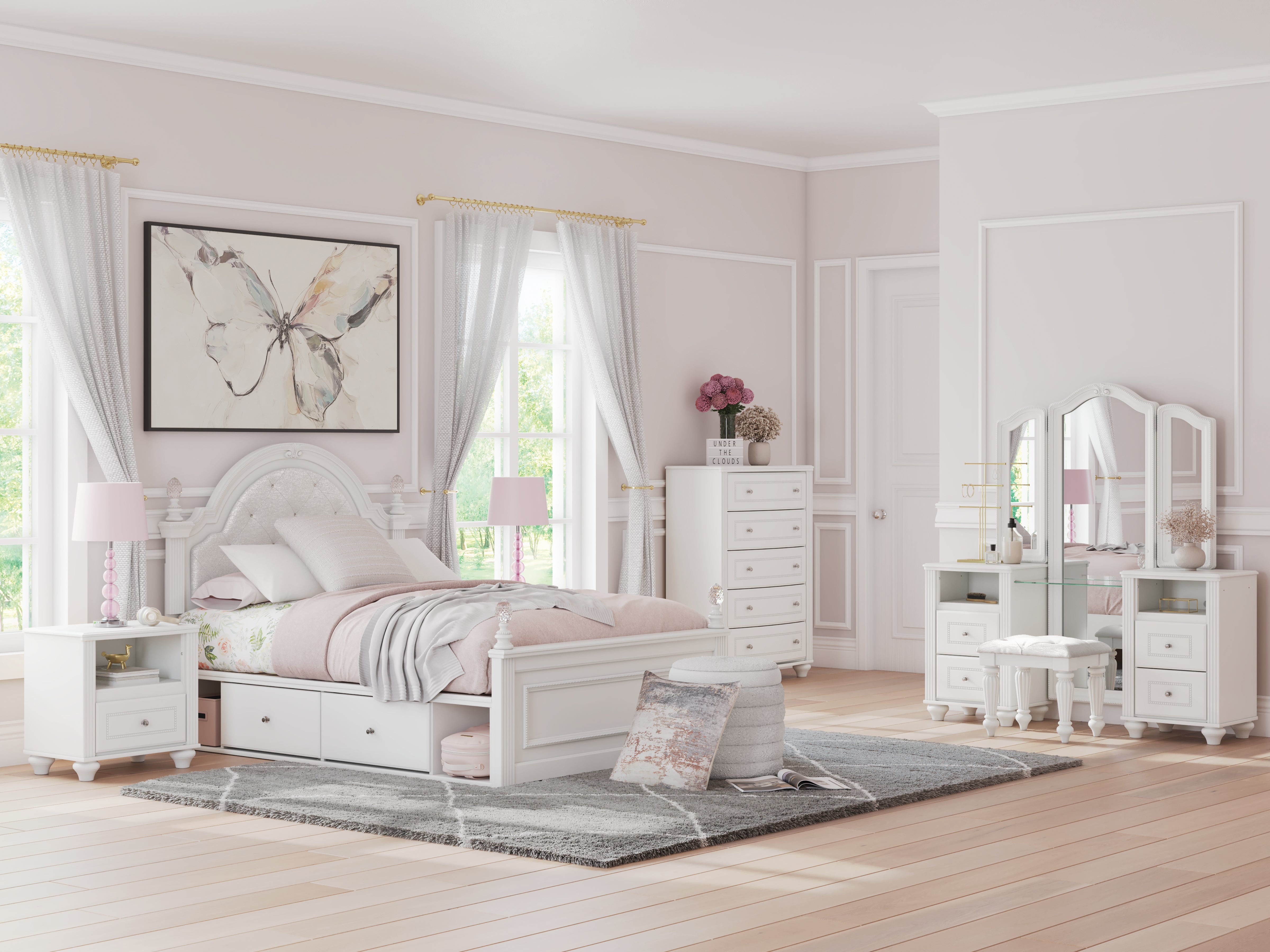 Hoover Furniture Outlet - Ashley Furniture - Kozlani Twin Upholstered Panel Storage Bed - Twin Upholstered Panel Storage Bed - PCB1819B9